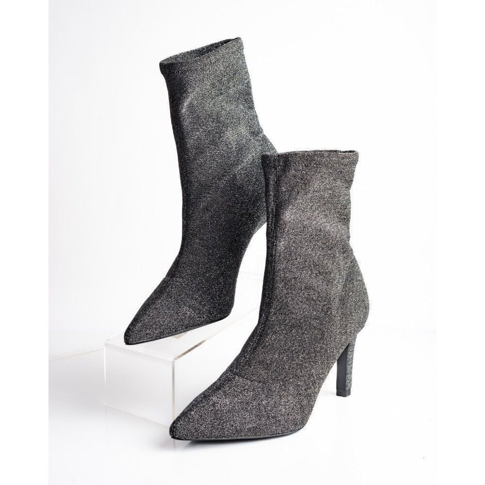 Boden Womens Silver Sparkle Boots Booties Glitter US 8 EU 39 Metallic NWOT